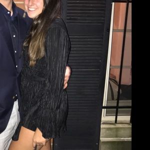 Black romper with ribbon ties